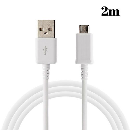 Cable pour Samsung Galaxy A10 / A6 2018 / A7 2018 / A5 2016 / A3 2016 / J6 2018 / J7 2017 / J3 2017 / J3 2016 / J5 2017 / J5 2016 / S7 EDGE / S7 / S6 - Cable Micro USB Mesure 2 Metres [Phonillico]