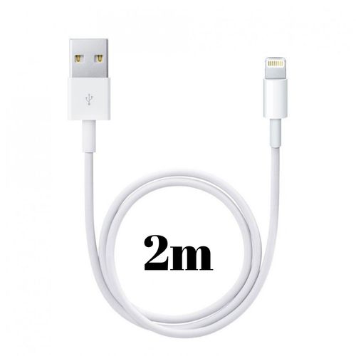 Cable USB Lightning Blanc pour Apple iPhone 11 / 11 PRO / 11 PRO MAX / X / XS / XS MAX / XR / 8 / 8 PLUS / 7 / 7 PLUS / 6 / 6 PLUS / 5 / 5S / SE - Cable Chargeur Mesure 2 Metres [Phonillico]