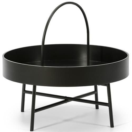 Vs Venta-Stock Table Basse Table Auxilaire Ronde Manila Avec Plateau En Mdf Noir Et Structure Métallique En Couleur Noir Mat/Diamètre: 60 Cm