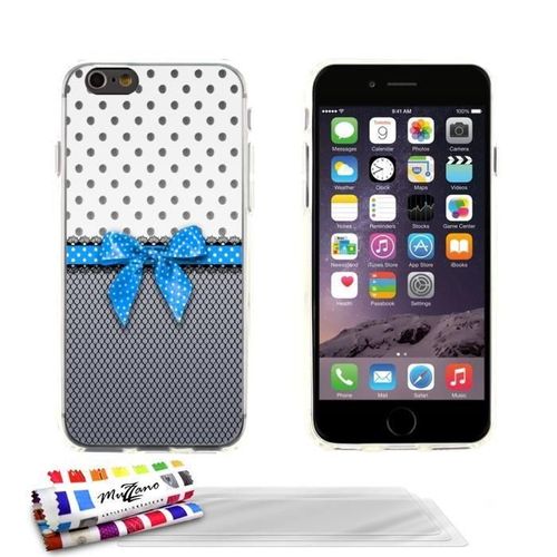 Coque Iphone 6 6s (4"7) Pin Up Bleu Silicone Transparent Souple (Tpu) + 3 Films