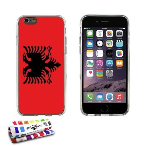 Coque Iphone 6 6s Plus (5"5) Drapeau Albanie Silicone Gris Souple (Tpu)