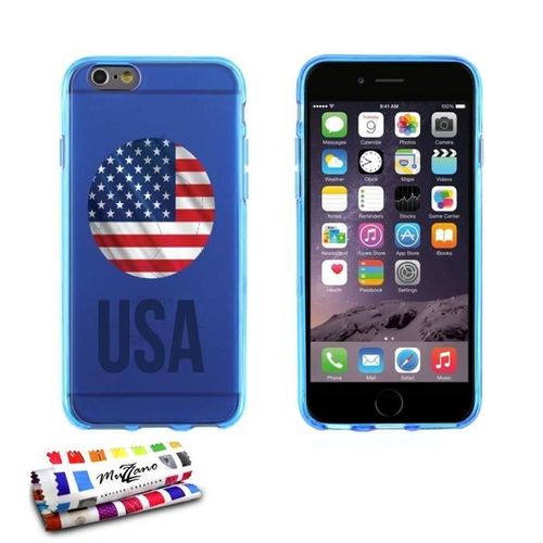 Coque Iphone 6 6s Plus (5"5) Ballon Usa Silicone Bleu Souple (Tpu)