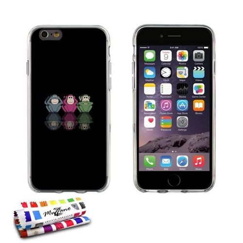 Coque Iphone 6 6s Plus (5"5) Les 3 Singes Silicone Gris Souple (Tpu)