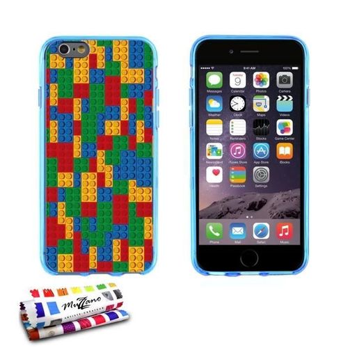 Coque Iphone 6 6s Plus (5"5) Les Briques Mosaique Silicone Bleu Souple (Tpu)