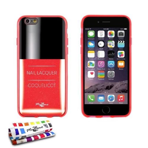 Coque Iphone 6 6s Plus (5"5) Vernis Coquelicot Silicone Rouge Souple (Tpu)