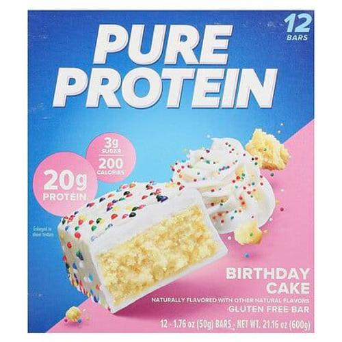 Pure Protein Barres Sans Gluten, Gâteau D'anniversaire, 12 Barres, Barres De 50 G