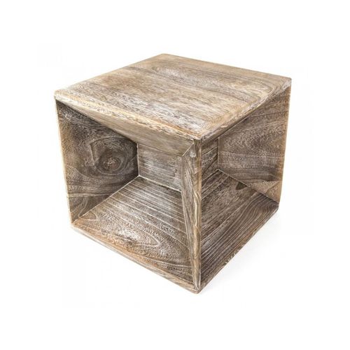 Table D Appoint En Bois Cube Gris