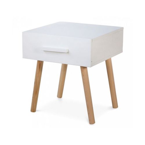 Table De Nuit Tiroir Blanc En Pin