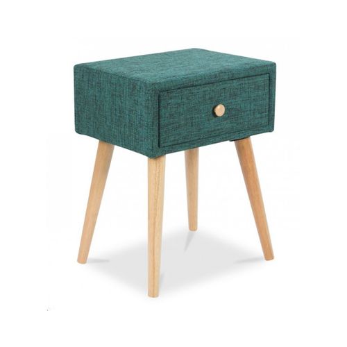 Table De Chevet Avec Tiroir En Tissu Turquoise