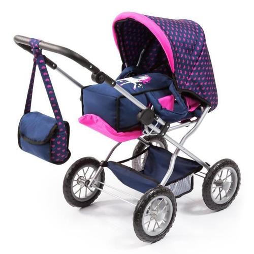 Bayer Set Grand Landau Pour Poupee Licorne Bleu Et Rose Vif Avec Un Sac A Bandouliere. Lit De Voyage. Porte Bebe. Tetine. Biberon