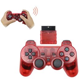Gamepad Sans Fil De Couleur Transparente Pour Contrôleur De Manette Blutooth Sony Ps2 2.4g Vibration Pour Playstation 2 Joypad - Rouge