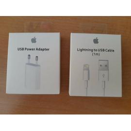 Chargeur Secteur A1400 + Câble Lightning MD818 d'Origine Apple pour iPhone  et iPad - Français