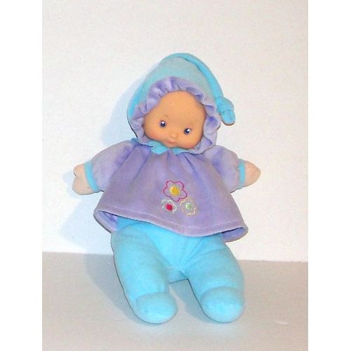 Aimantine Poupon Bébé Poupée De Chiffon Aimantine Robe Bleus Ciel Avec Fleurs Brodés Carrefour 32cm