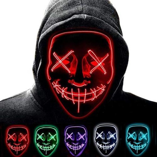 Masque Halloween Led,Light Up Masque De Purge Pour Festival Cosplay Grimace Costume Festival Party Show Rouge