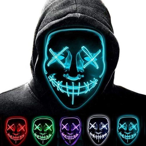 Masque Halloween Led,Light Up Masque De Purge Pour Festival Cosplay Grimace Costume Festival Party Show Bleu