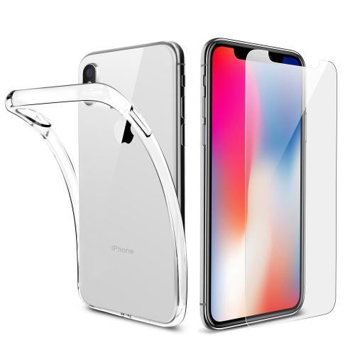 Coque Silicone Transparente + Verre Trempé Pour Iphone X Max Couleur :