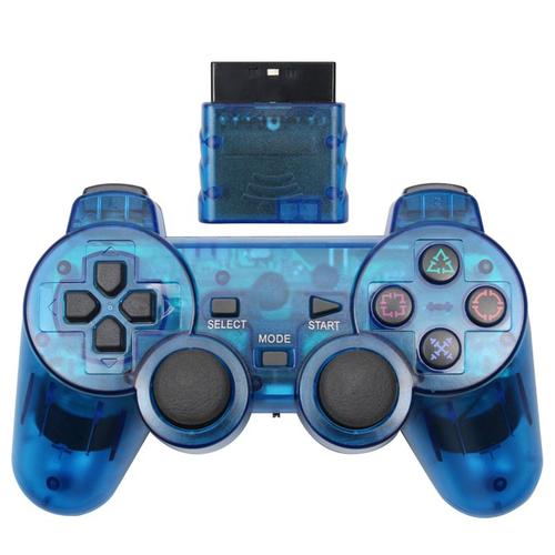 2.4g Contrôleur Sans Fil Gamepad Double Vibration, Joystick Gamepad Pour Sony Playstation 2 - Pc - Bleu