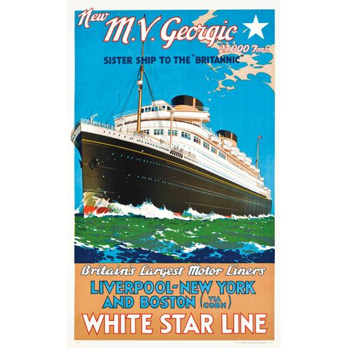 Affiche White Star Line Liverpool New York Et Boston
