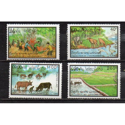 Laos- Lot De 4 Timbres Neufs- Protection De L' Environnement