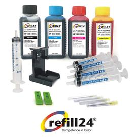 refill24 Kit de Recharge Compatible pour Cartouches d'encre HP 303/303 XL  Noir et Couleur avec Support et Accessoires : : Informatique