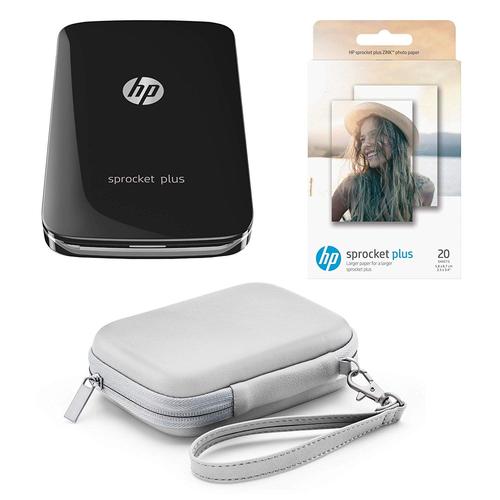 HP ZINK S2 Papier Photo HP Sprocket Plus Imprimante Photo portable Bluetooth, Impression Couleur sans Encre 5,8 x 8,6 cm 20 feuilles, 5,8 x 8,7 cm, dos autocollant Blanc 