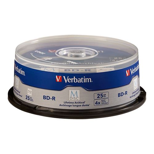 VERBATIM 98909 Disque Vierge Blu-Ray BD-R 25 Go 25 pièce(s) - Disques Vierges Blu-Ray (BD-R, 25 Go, 4X, Fuseau, 25 pièce(s))
