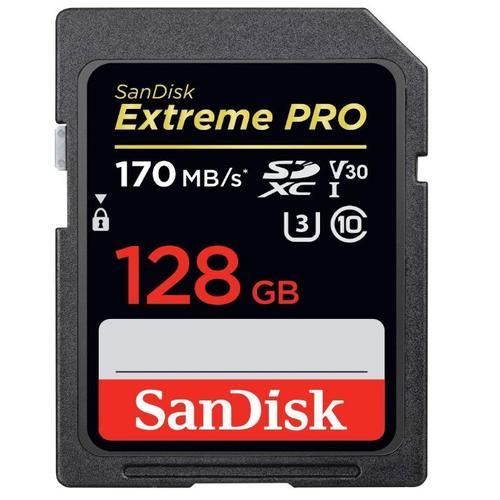 Carte mémoire SDXC SanDisk Extreme PRO 128 Go jusqu'à 170 Mo/s, Classe 10, U3, V30, 4K UHD