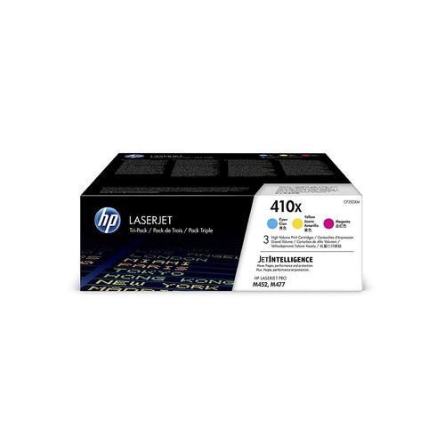 HP 410X CF252XM pack de 3, toners d'origine, imprimantes LaserJet Pro, cyan, magenta, jaune