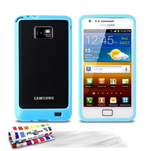 Bumper Samsung Galaxy S2 Bleu Lagon Colors Silicone Rigide (Tpu) + 3 Films