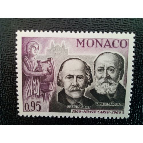 Timbre Monaco Yt 696 Jules Massenet (1842-1912), Camille Saint-Saëns (1835-1921) 1966 ( 071012 )