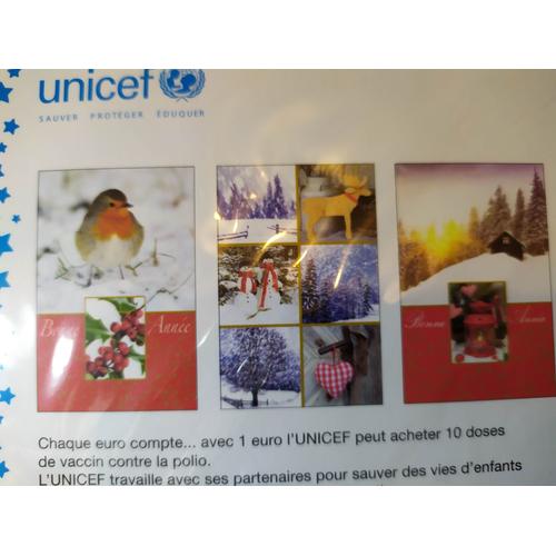 Cartes de voeux Unicef x 6 (Thème : Hiver )