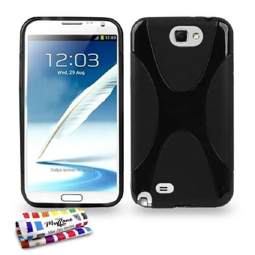 Coque Samsung Galaxy Note 2 - Le " X " Noir Silicone Souple (Tpu)