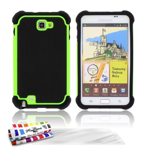 Coque Samsung Galaxy Note - Vert Sport Resistant Silicone Rigide (Tpu) + 3 Films