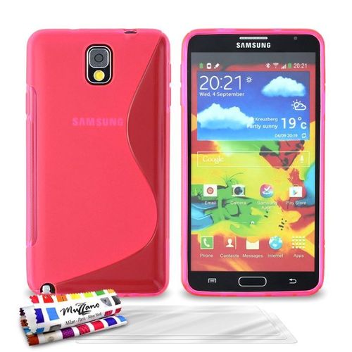 Coque Samsung Galaxy Note 3 - Le " S " Rose Silicone Souple (Tpu) + 3 Films