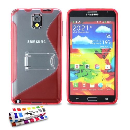 Coque Samsung Galaxy Note 3 - Le " S " Avec Pied Rouge Silicone Rigide (Tpu)