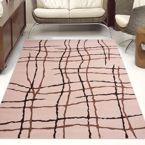 Tapis Chambre 80x150 Tissé Blanc Cassé Rectangle Motif Abstrait Lyn1 Malmo
