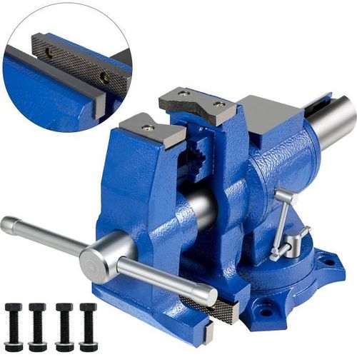 Étau d'établi - VEVOR - Table Base Pliable Pivotante Polyvalente étau - 152 mm 45 x 18 x 25 cm - Fonte Ductile Matériau - Bleu