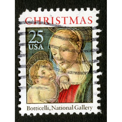 Timbre Oblitéré Usa 25, Christmas, Botticelli, National Gallery
