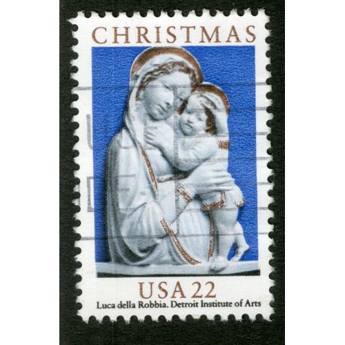 Timbre Oblitéré Usa 22, Christmas, Luca Della Robbia, Detroit Institute Of Arts