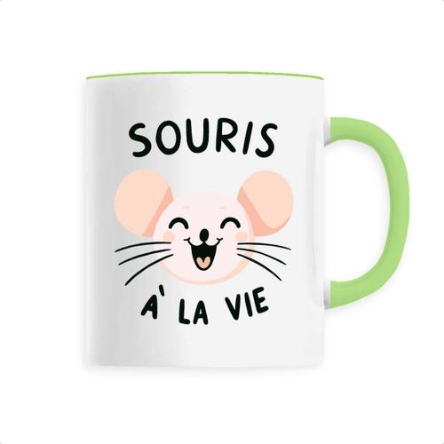 Mug "Souris A? La Vie" - Confectionné En France - Tasse Originale En Céramique - Cadeau Animaux Anniversaire Original Rigolo