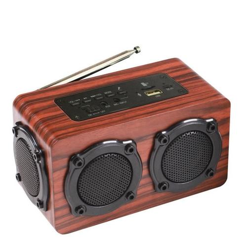 Enceinte Bluetooth Bois Naturel Portable USB 1200mAh, Son Pure 3D, Multifonction YONIS