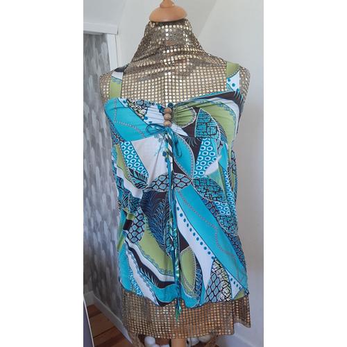 Top Armand Thiery Vert Et Turquoise