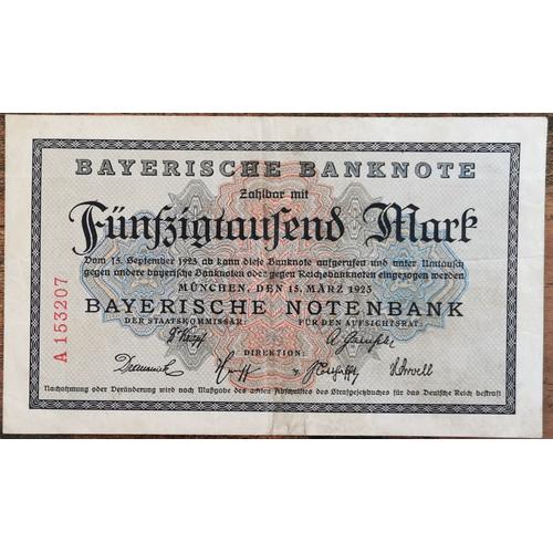 Billet Allemagne 50000 Mark 15 - 3 - 1923 / Bayersche Notenbank