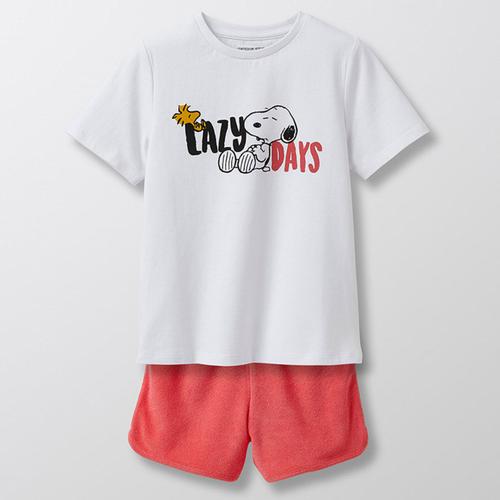 Pyjama Snoopy T-Shirt & Short Blanc/Orange