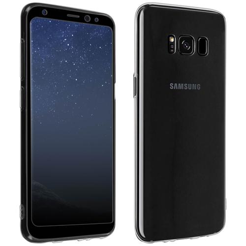 Coque Samsung Galaxy S8 Silicone Souple Et Film Verre Trempé 9h Contour Noir