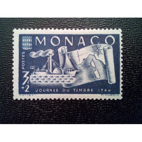 Timbre Monaco Yt 294 Ancien Bateau À Vapeur "Le Commerce" 1946 ( 101012 )