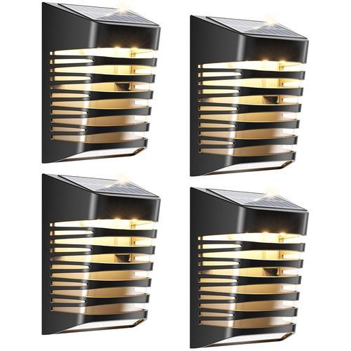 Lampe Solaire Exterieur 4pcs 2 Modes Étanches Lampes Solaires Murales Extérieures Lampes Murales Décoratives De Jardin Pour Le Patio, La Cour, Le Chemin, La Piscine, Le Porche