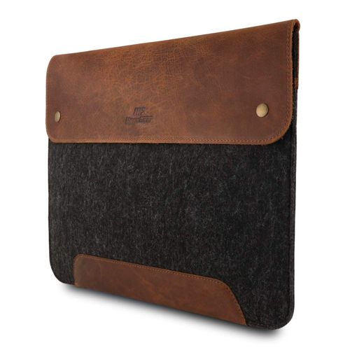 MegaGear Sac en Cuir Véritable et Polaire pour Macbook 13,3 Pouces - Marron