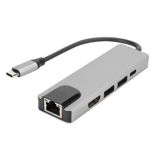 Usb-C vers Hdmi Multi-Port 4K en alliage d'aluminium Adaptateur Rj45 Hub Usb-C Hdmi Gigabit Ethernet pour téléphone