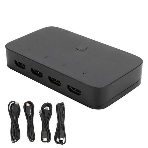 Commutateur Usb Splitter Hdmi Kvm Switch Box 4 Port Hôte Partage Usb 4K Hd 4 Entrée 1 Sortie Souris